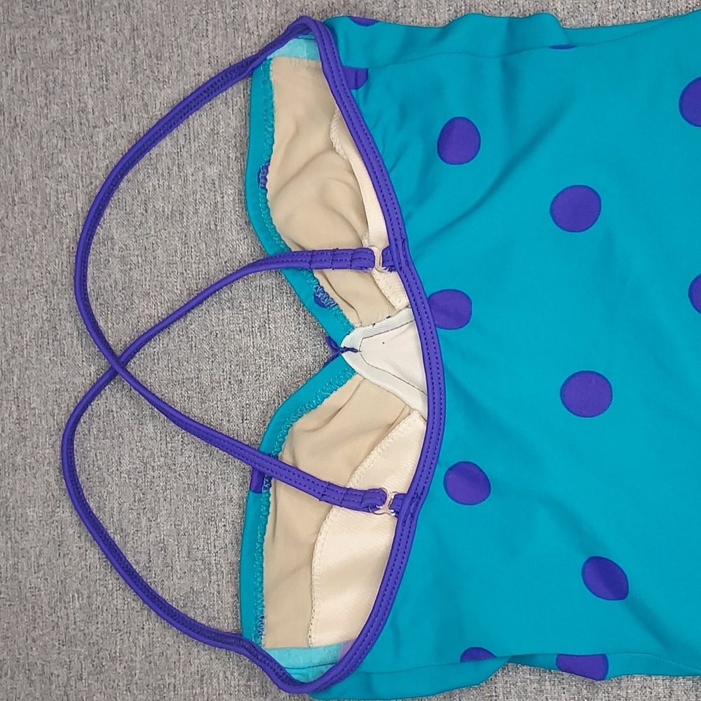 Vintage Body Glove by Robin Piccone Teal Purple Polka Dot Swimsuit Size 7/8 - Picture 4 of 10